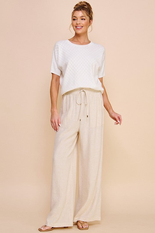 Cali Linen Wide Leg Pants Large Black