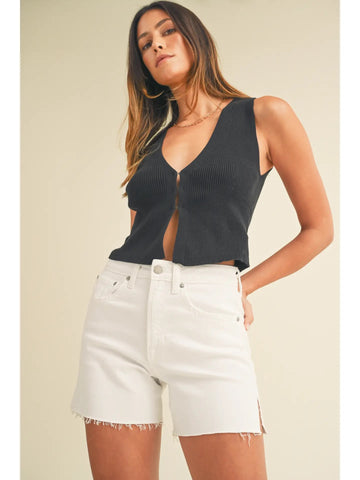 High Rise Side Slit Shorts