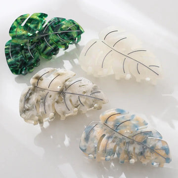 Monstera Leaf Hand Painted Claw Clip