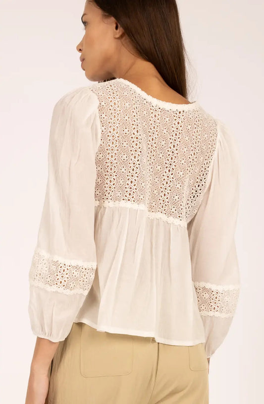 Dove Eyelet Lace Top