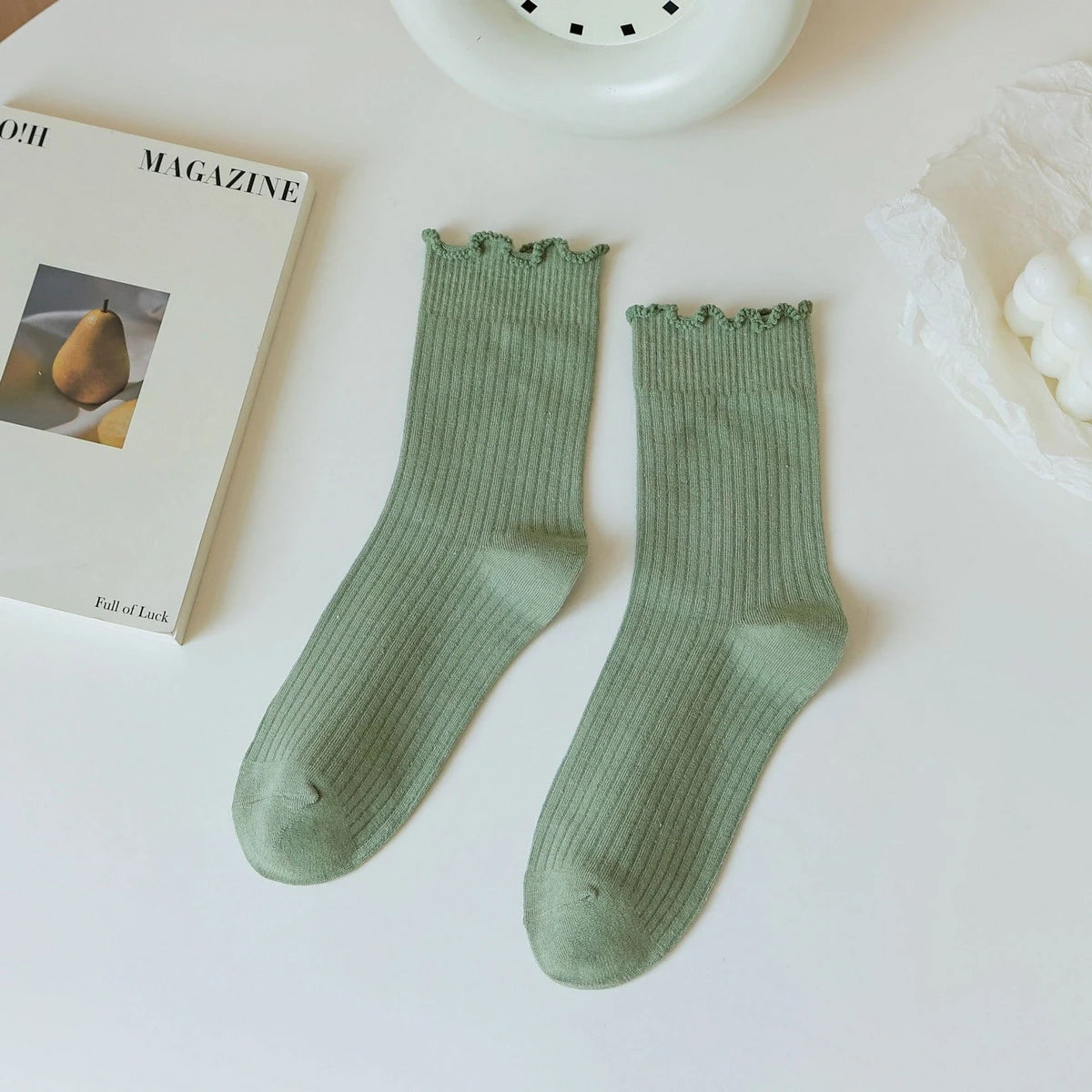 Ruffle Socks Green