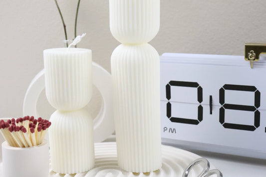 Ribbed Hourglass Candle - Medium | Aesthetic