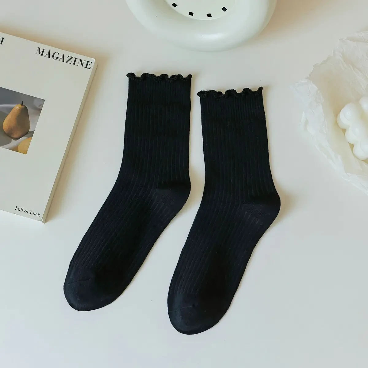 Ruffle Socks Black