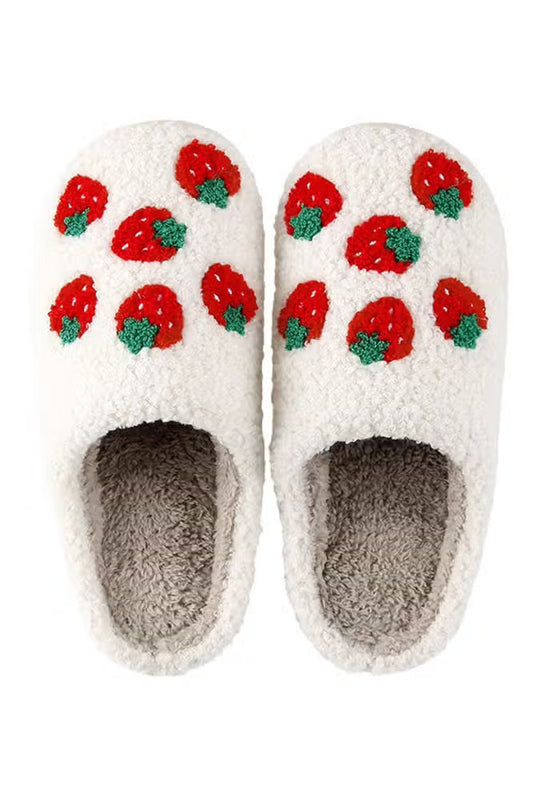 Strawberry Knit Fluffy Slippers