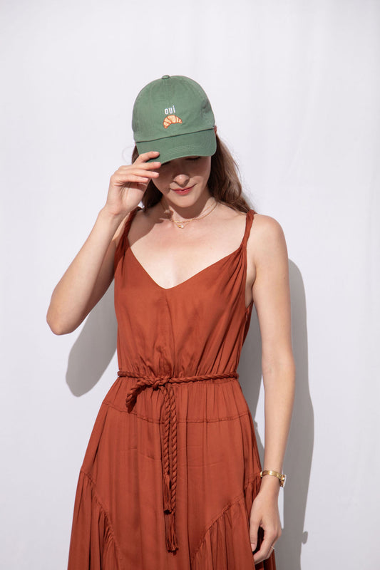 Oui Croissant Embroidered Baseball Cap