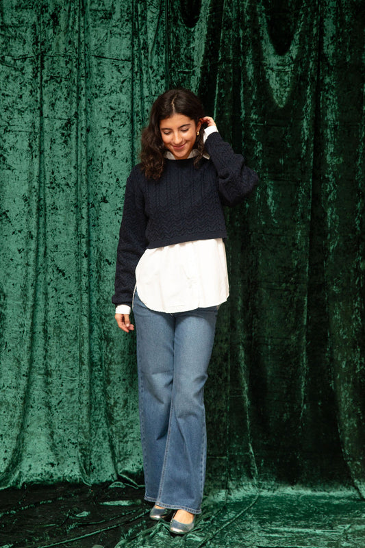 Alicia Cropped Cable Knit Sweater