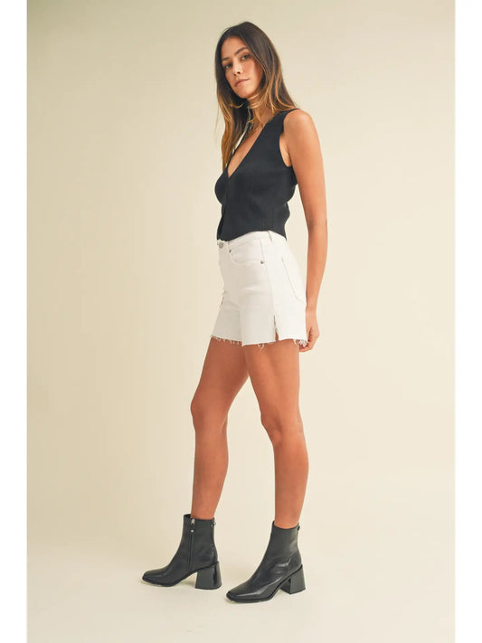 High Rise Side Slit Shorts