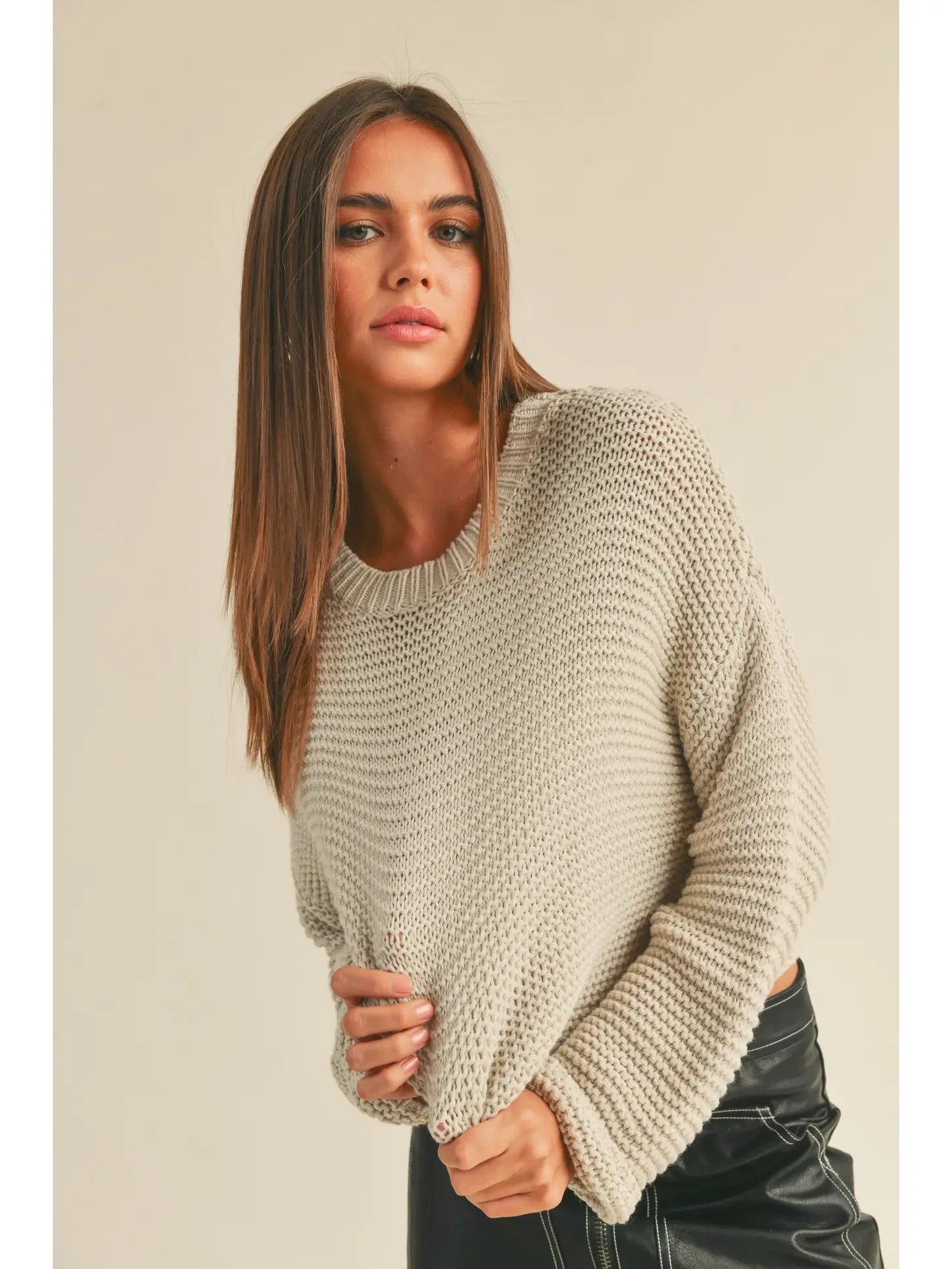 Fisherman Knit Sweater Oatmeal