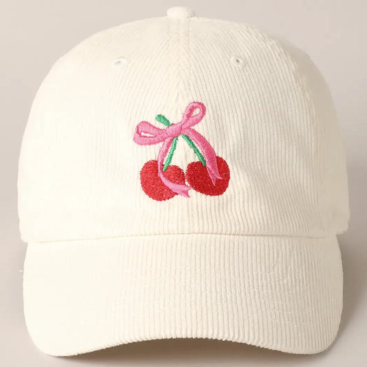 Cherries Embroidered Hat