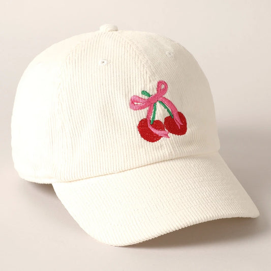 Cherries Embroidered Hat