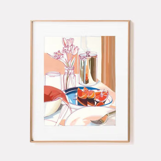 "Breakfast in the Catskills" Tulips and Coffee Signed Giclee Print