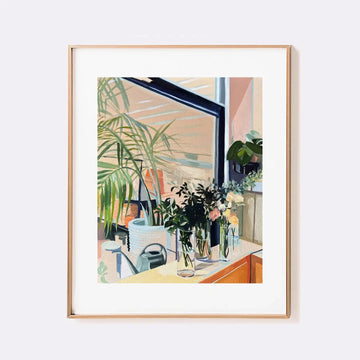 "Brooklyn Plant Shop" Flowers and Palms Signed Giclee Print
