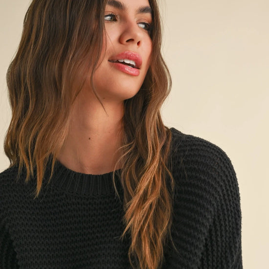 Fisherman Knit Sweater Black