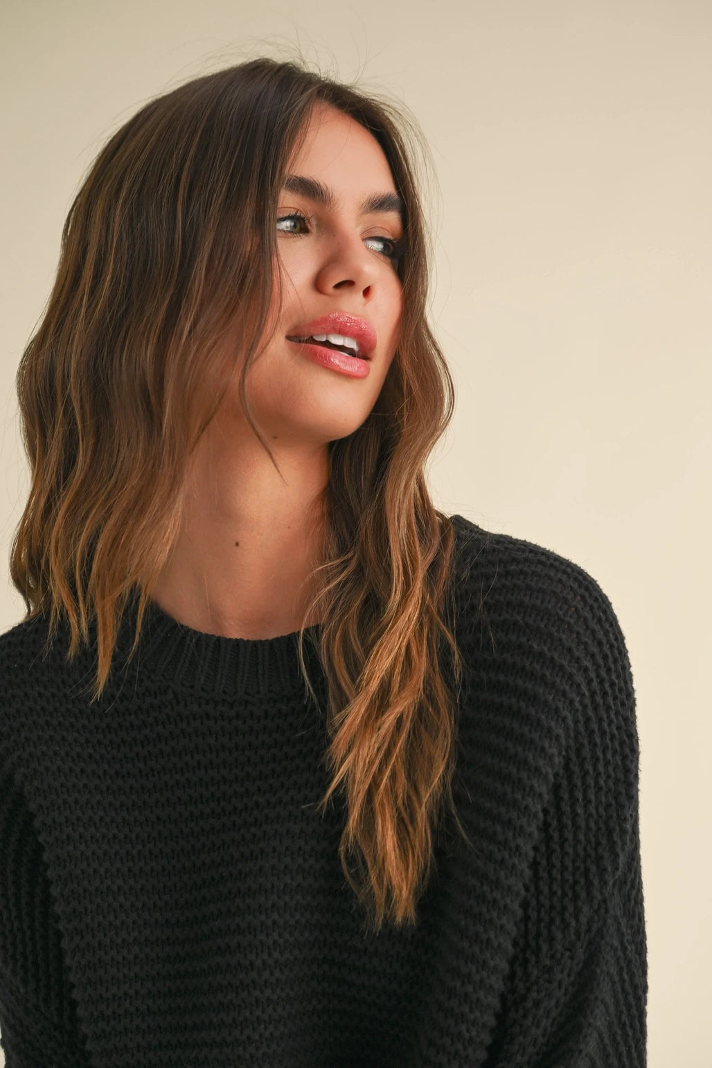 Fisherman Knit Sweater Black