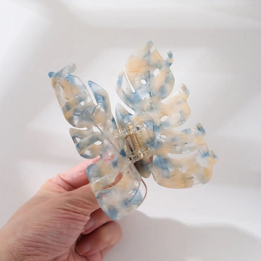 Monstera Leaf Hand Painted Claw Clip