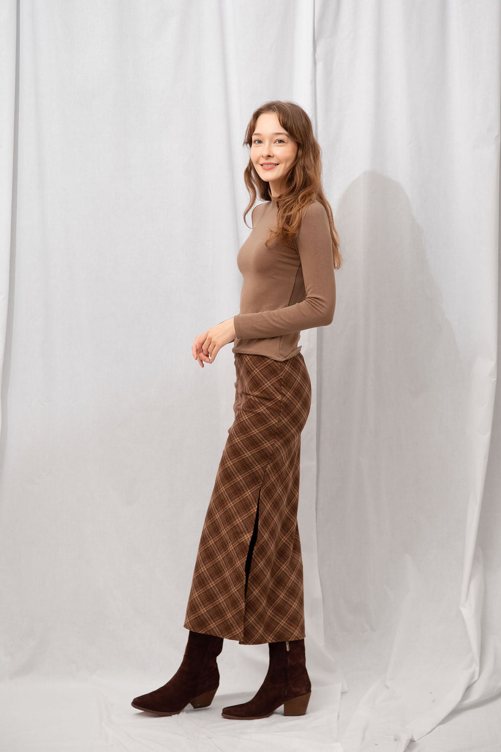 Rooney Plaid Midi Skirt