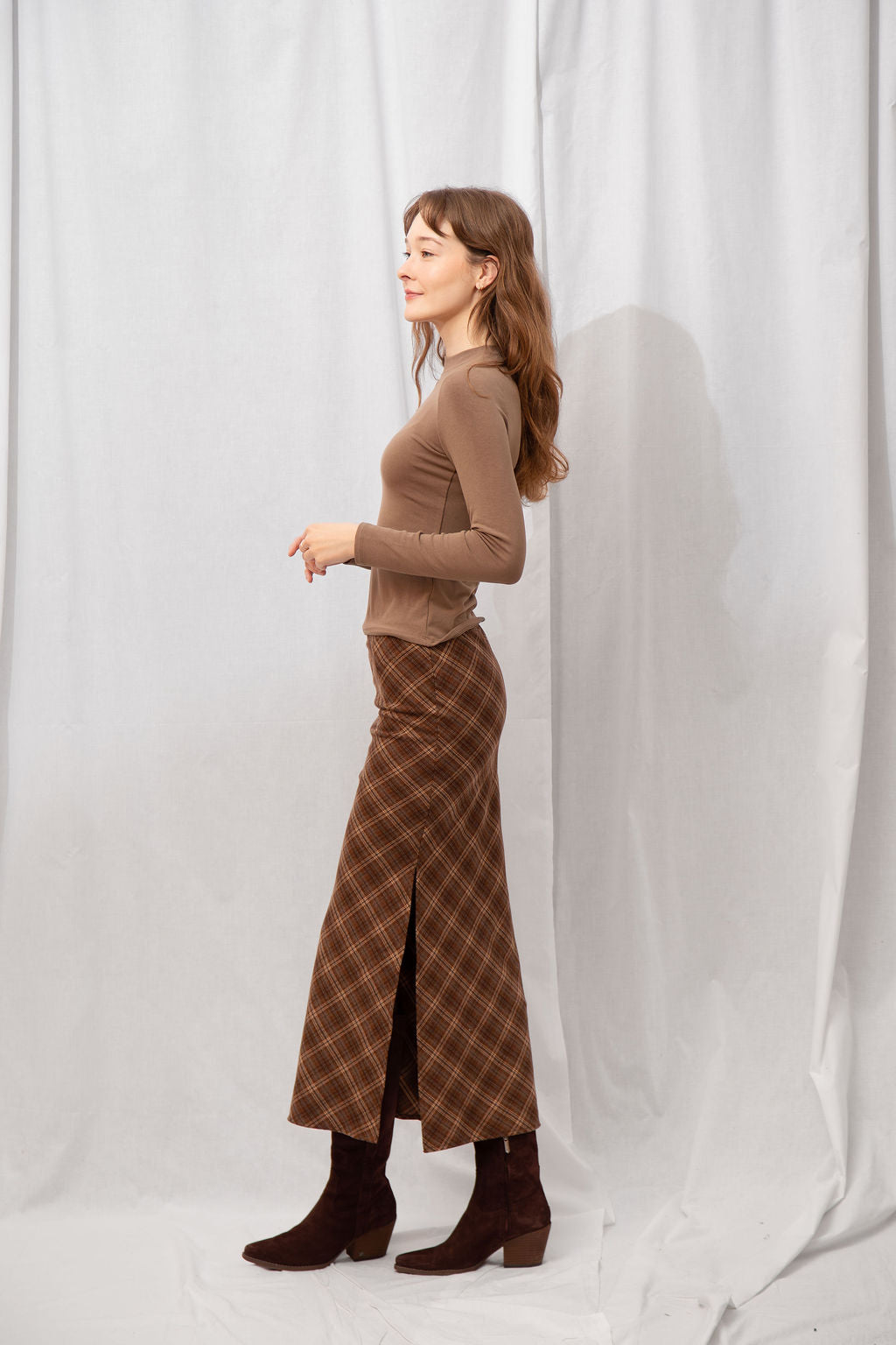 Rooney Plaid Midi Skirt