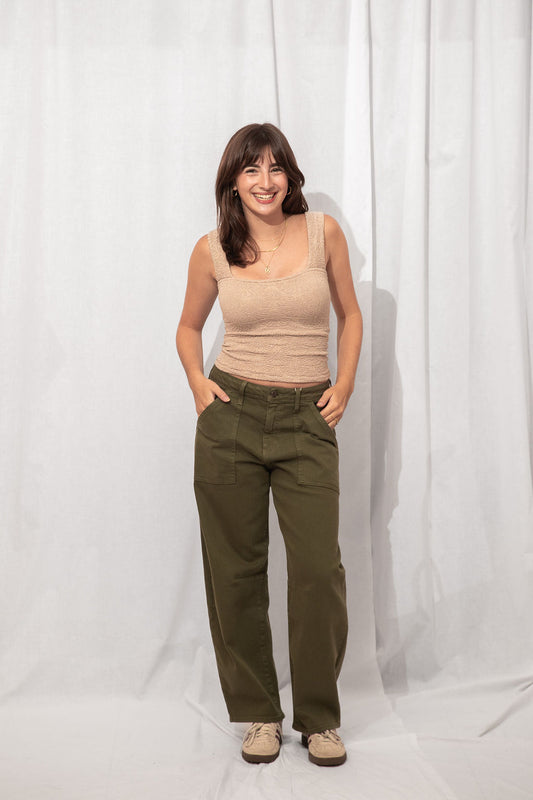 Utility Pocket Seamed Barrel Jeans