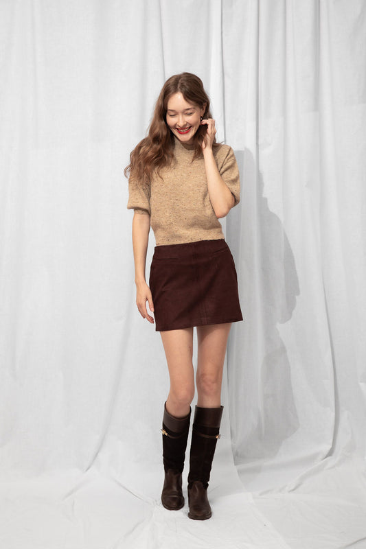 Halston Faux Suede Mini Skirt