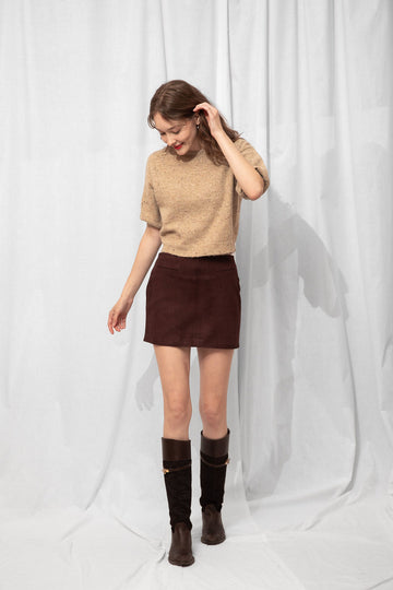 Halston Faux Suede Mini Skirt