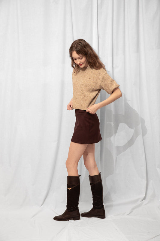 Halston Faux Suede Mini Skirt