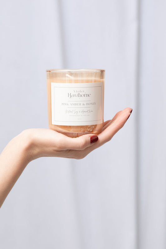 Pink Amber & Honey Candle, 12oz