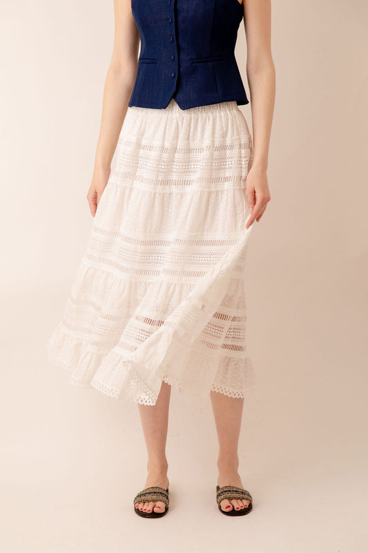 Rosa Tiered Midi Skirt Large