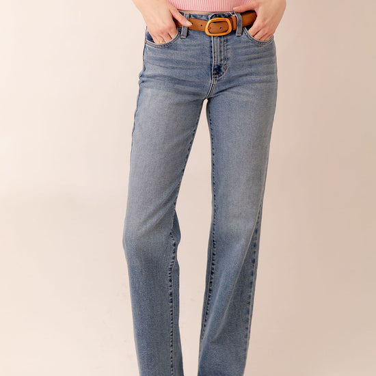 High Rise Straight Leg Medium Denim 34" inseam