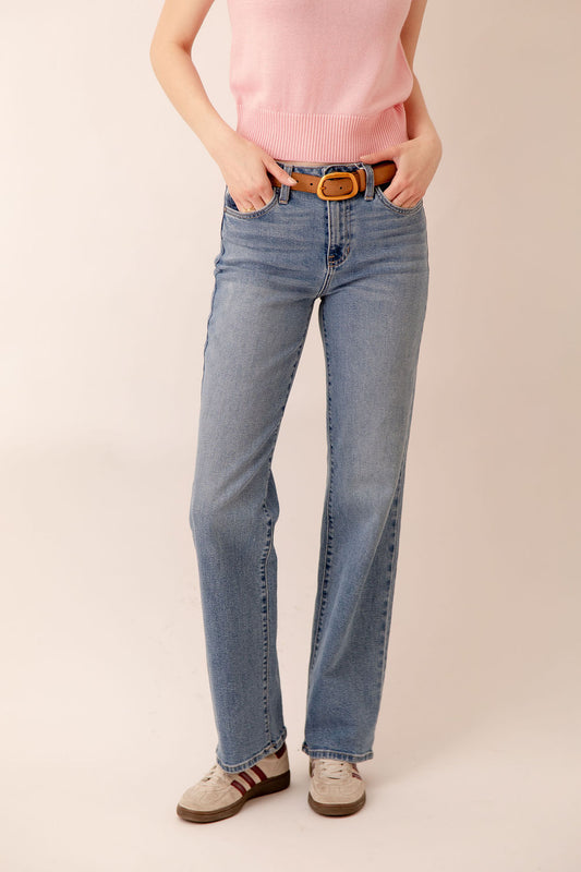 High Rise Straight Leg Medium Denim 34" inseam