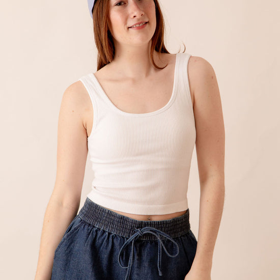 Macy Ribbed Tank White