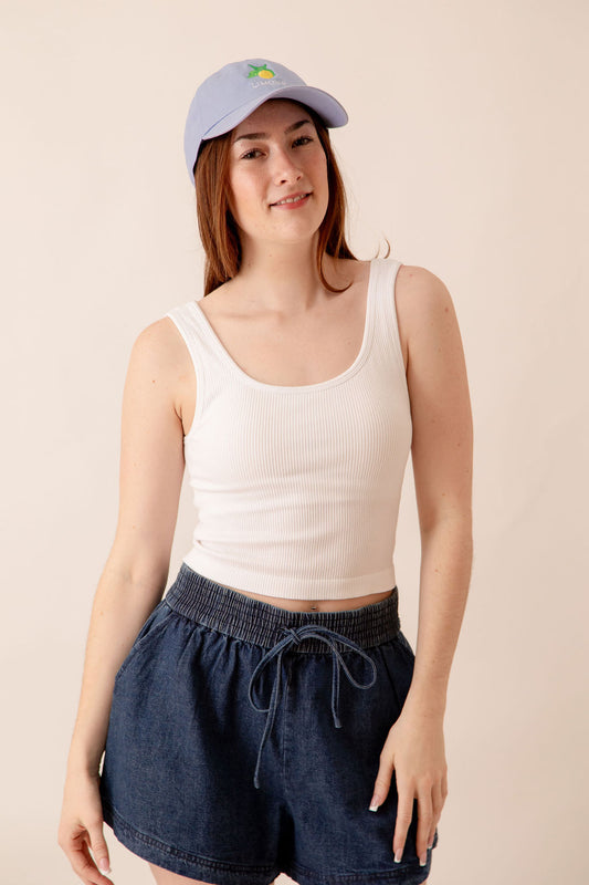 Macy Ribbed Tank White