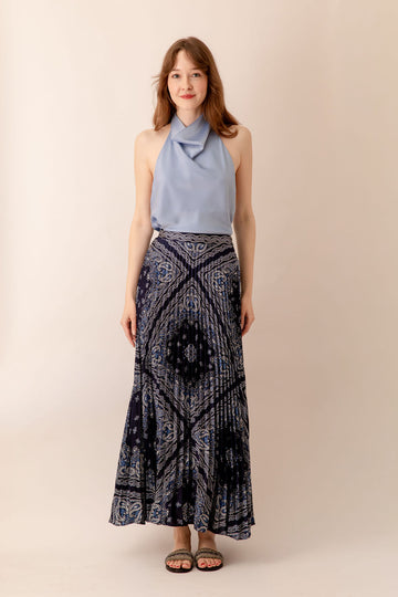 Bandana Pleated Midi Skirt