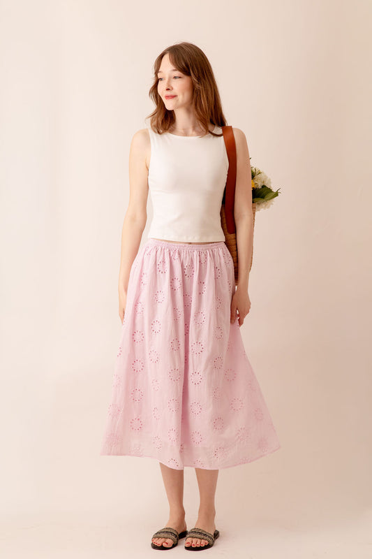 Ophelia Eyelet Midi Skirt