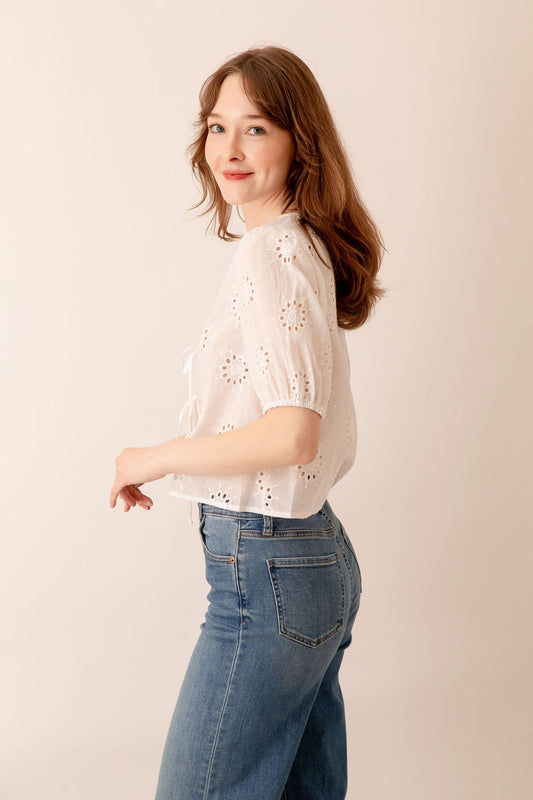 Alexie Eyelet Tie Front Top