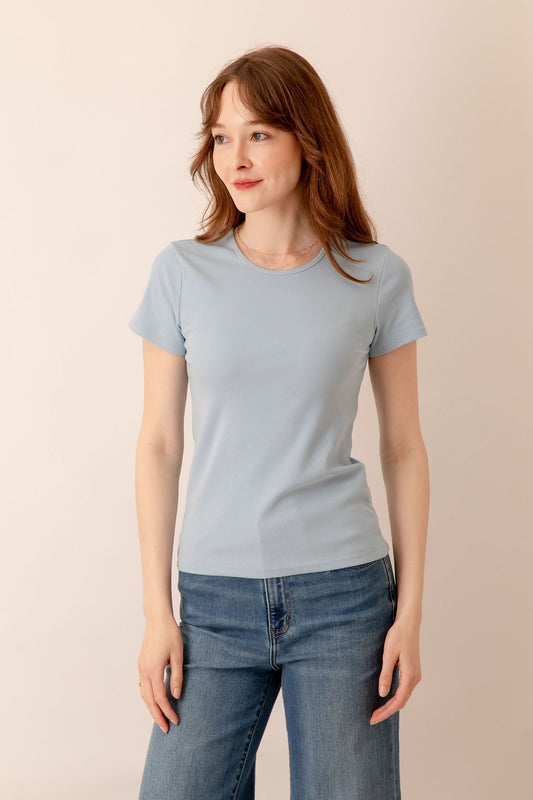 Reese Ribbed Tee Baby Blue
