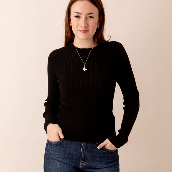 Arlo Ribbed Long Sleeve Black
