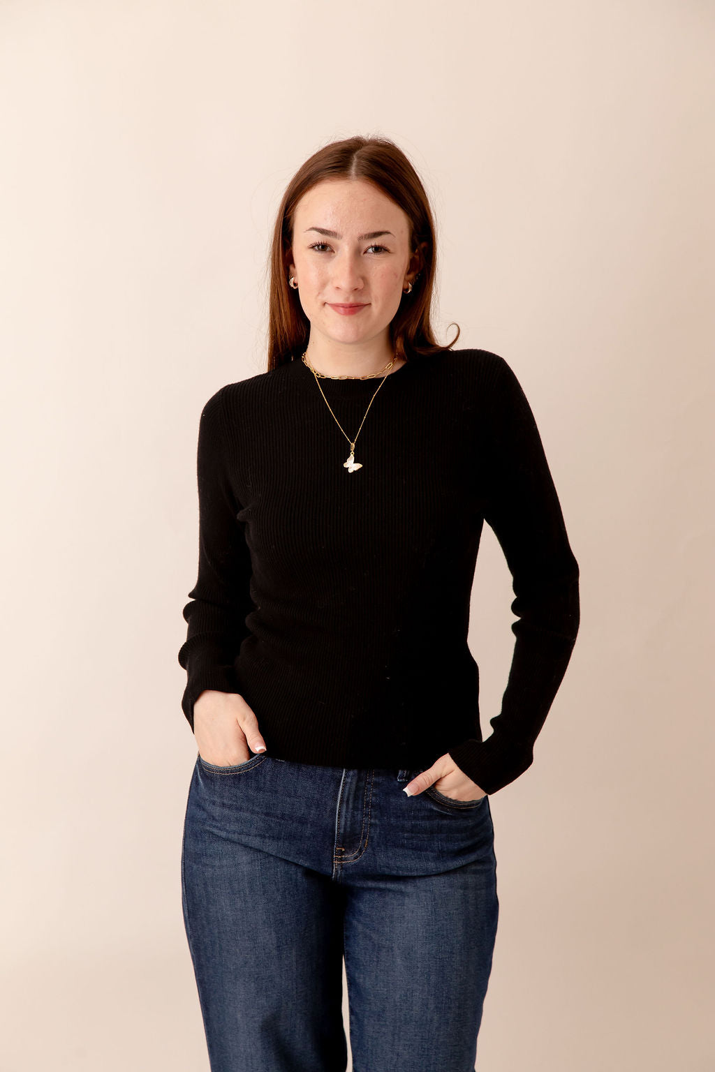 Arlo Ribbed Long Sleeve Black