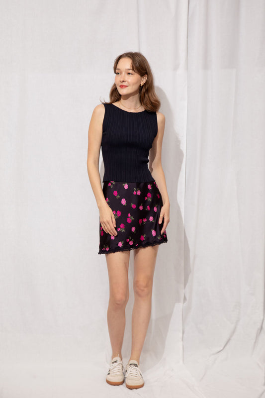Midnight Bloom Mini Skirt