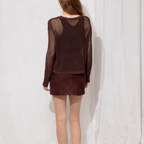 Halston Faux Suede Mini Skirt