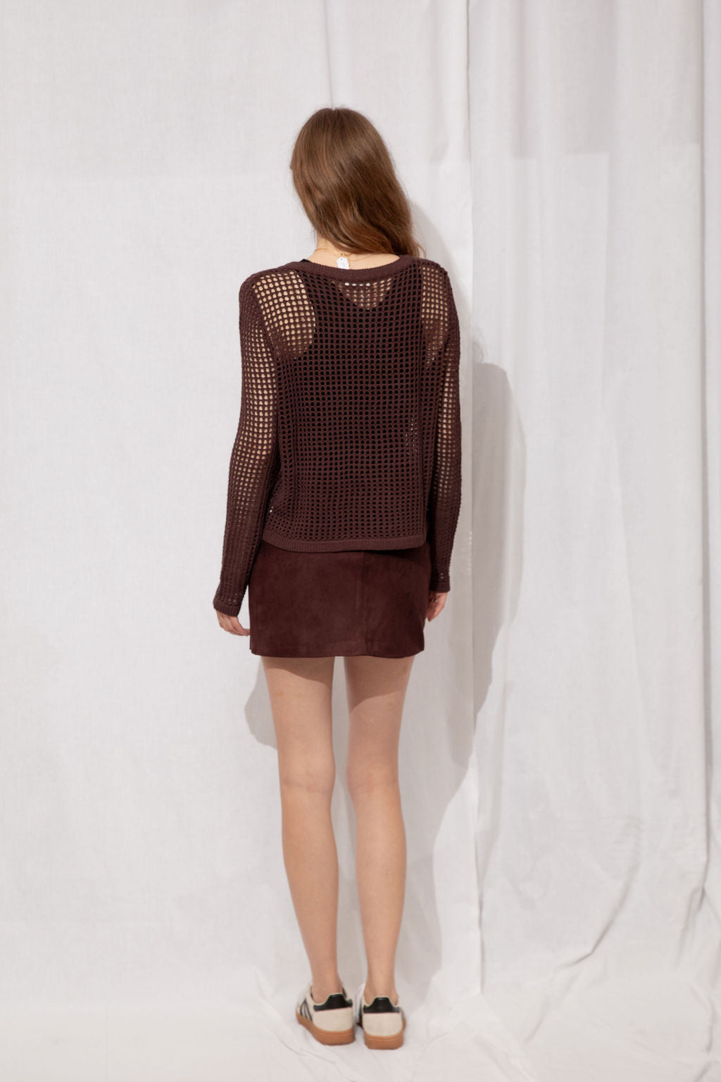 Halston Faux Suede Mini Skirt