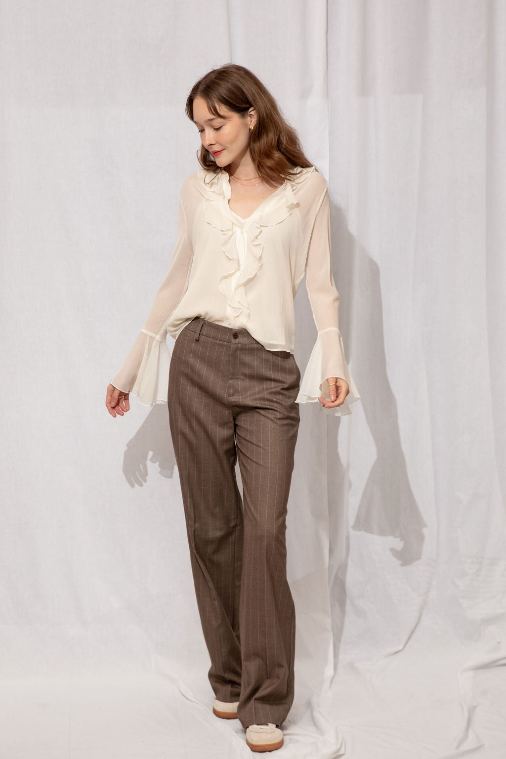 Lucy Trouser Pinstripe Mocha