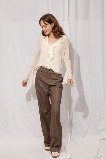 Lucy Trouser Pinstripe Mocha